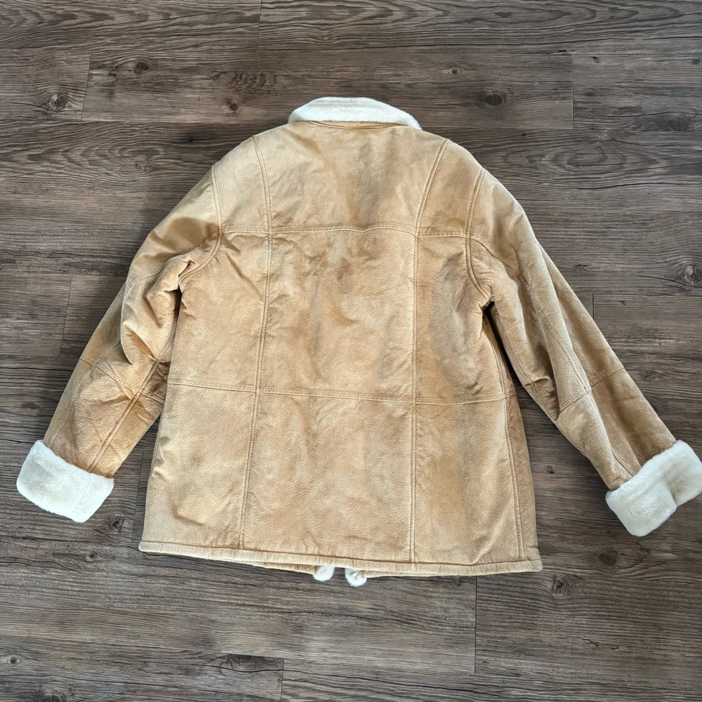 Gallery Leather Suede & Faux Shearling Button Up Jacket Large - Picture 5 of 8